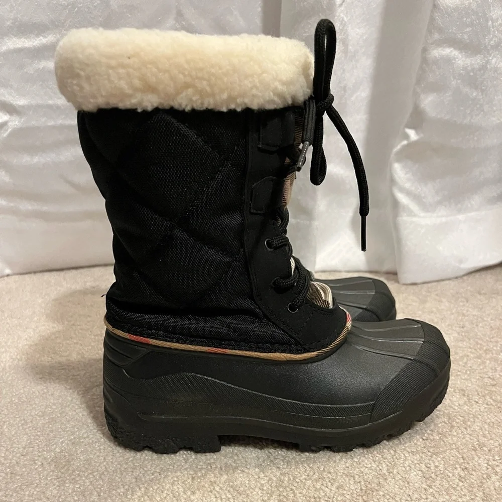 Burberry Black and Cream Kids Rain & Snow Boots